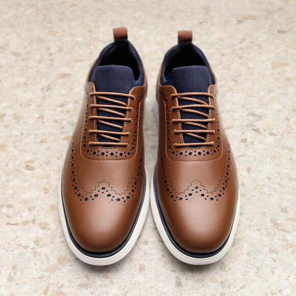 Men\'s Brown Leather Casual Classic Business Formal Wingtip Dress Oxford Shoes main image 6